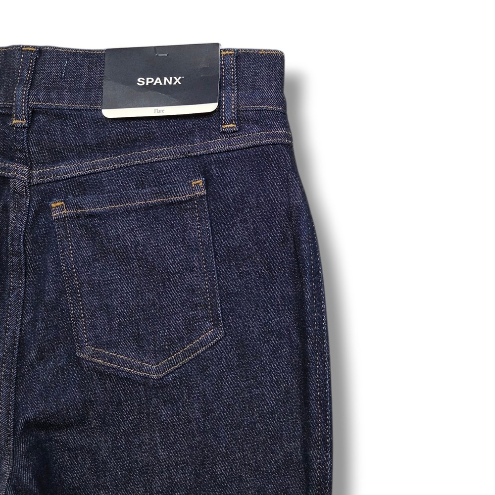 Spanx Flare Jeans Womens Medium Raw Indigo Wash High Rise Pull On EveryWear - Picture 6 of 11